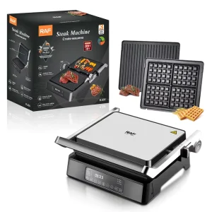 2 in 1 Detachable Plate Stainless Steel Steak Griddles Panini Waffle Maker Non Stick Electric Digital Sandwich Grill