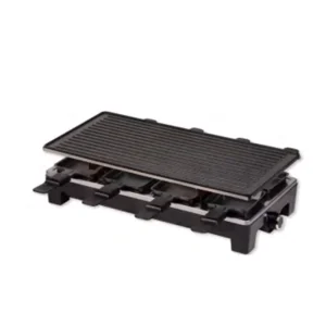 2 in 1 Grill and Giddle Raclette Grill with 8 Pans Electric Griddle Non Stick Stone and Aluminum Plate
