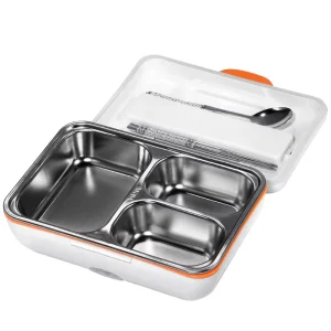 2 in 1 Home Car Charger 3 Compartment Electric Stainless Steel Lunch Box Portable Electric Lunch Box Stainless Steel