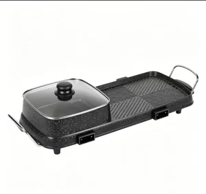 2 in 1 Korean Commercial Griddle Multi Functional Smokeless Non Stick Electric Hot Pot