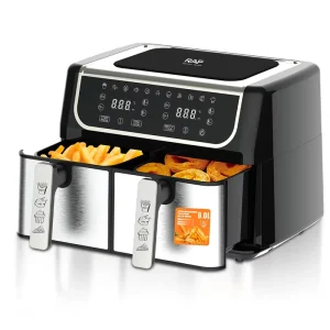 2 in 1 Multifunction 4.5L+4.5L Double Basket Air Fryer Oven Electric Smart Air Fryer with Touch Screen