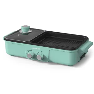 2 in 1 Non Stick Portable Family Gathering Grill BBQ Pan Electric Hot Pot with Temperature Control