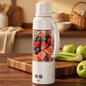 2 in 1 Shaker Bottle & Portable Blender Outdoor 650ml Sport Juicer Electric Ice Smoothie Food Blender