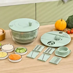 2 in 1 Strainers Drain Basket Rotary Handle Fruit Washer Quick Dry Vegetable Lettuce Dryer Salad Spinner With Vegetable Chopper
