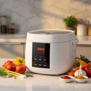 2-liter Capacity Aluminum Multifunction Rice Cooker with Measuring Cup and Plastic Exterior