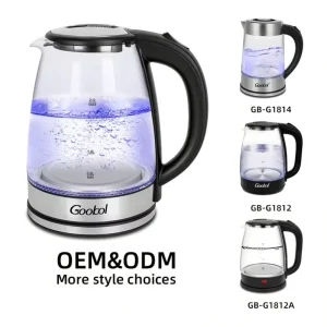 2.0L Glass Electric Kitchen Tea Kettle with LED Light