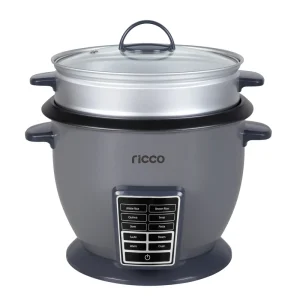 2.2Liter 900W 12cup Digital Portable Household Electric Rice Cooker with Measuring Cup Steamer Multi Functions in Black Color