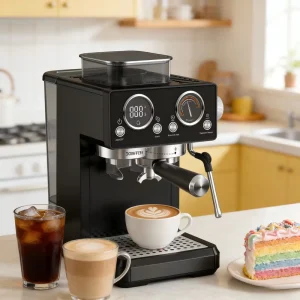 20 Bar Professional Smart Programmable Automatic Stainless Steel French Coffee Machine Touch Screen Multi function Brewing Milk