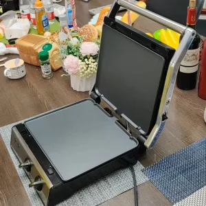 2000W Electric Panini Press Smokeless Indoor BBQ Grill for Hotel Use Temperature Control US Plug PTFE Sandwich Griddle Contact