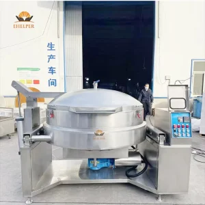200L Hydraulic Control Tilting Cooking Pot with Motor and Mixer Gari Processing Machine Cassava Fryer Starch Production