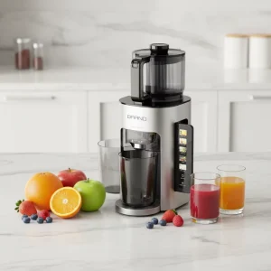 200W Quiet BPA Free Slow Juicer Cold Press Easy to Clean Digital Masticating Fruit Juice Extractor with Wide Feed Chute