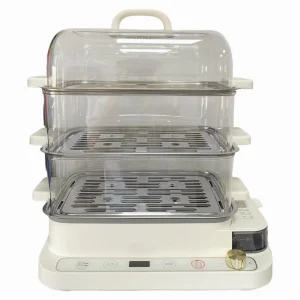 20L Electric Dumpling Steamer with 60s Quick Steam Timer Stainless Steel Rack Keep Warm for Healthy Household Cooking