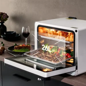 21 30L Square Stainless Steel Modern Electric Desktop Air Fryer Oven with Steam Function for Household Cooking