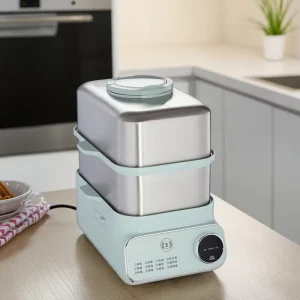 2100W Electric Food Steamer for Vegetable Steaming 2 Tier Stainless Steel Trays Fast Simultaneous Cooking Household Use 10L