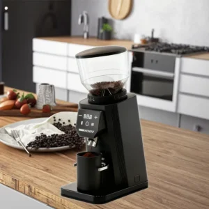 220V 64mm Flat Burr Coffee Grinder Magnetic Powder Cup Electric Coffee Grinder Aluminum Alloy Coffee Grinder Electric