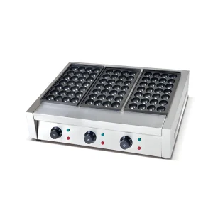220V Commercial Electric Takoyaki Making Machine Stainless Steel 3 Plates Grill Pan Large Capacity Easy Operate Street Food