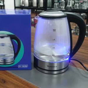 220V Cordless 2L Glass Electric Kettle with Automatic Shut off and Boil Dry Protection for Household Use