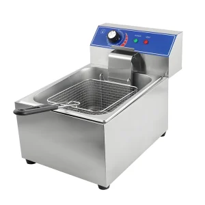 220V Electric Stainless Steel 6 Litre Commercial Grade High Temperature Frying Deep Fryer Machine 2.5KW Power for Home Kitchen
