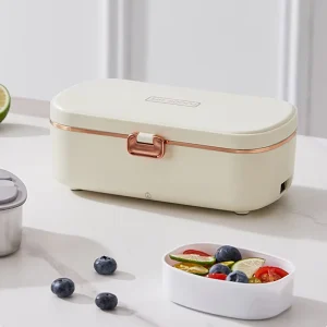 220V Electric Stainless Steel Lunch Box 2 in 1 Heating for Home Office Plastic Housing