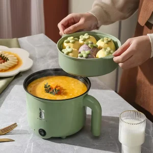220V Multi functional Mini Electric Cooker with Steamer Non stick Portable Noodle Pot for Dormitory Office Travel