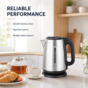 220V Stainless Steel Electric Kettle Mechanical 1500W 1.8L Large Capacity for Household Use