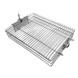 22mm Multi Use 304 Stainless Steel Spit Rotisserie Basket Adjustable Grilling Basket Rotisserie Wire Vegetable and Fish Basket