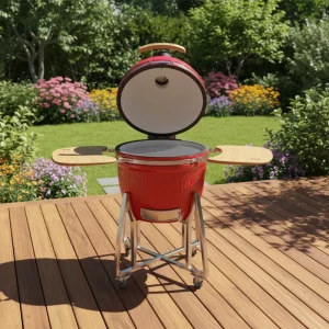 23 Inch Ceramic Kamado Grill Charcoal Smoker BBQ Outdoor Barbecue Oven Parrilla for Backyard Garden Party Camping Cooking