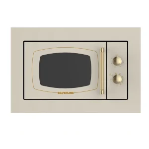 23L 800W Built in Microwave Oven with Grill Retro Defrost Stainless Steel 5 Power Setting for Home Kitchen Household MMG53L