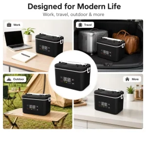 24000mAh Battery Rechargeable USB Cordless Electric Lunch Box Electric Food Warmer Stainless Steel 1450ml for Travel