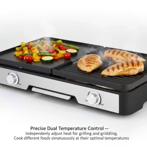 2400W Raclette BBQ Grill with Cast Aluminum Non Stick Griddle Flame Safety CE Certified for Family and Restaurant Use