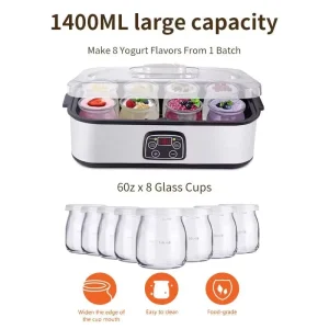 25 W Electric Yogurt Maker BPA Free Automatic Greek Yogurt Cream Sauce Temperature Control Pudding Ice Cream