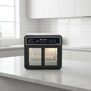 28L Electric Stainless Steel Air Fryer Oven 1700W 18 Presets Smart Knob Dual Fan Tech Household Use ETL Certified 120V