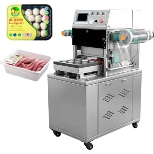 2KW Vertical Automatic Food Tray MAP Vacuum Sealer Commercial Food Tray Sealer Bowl Sealing Machine