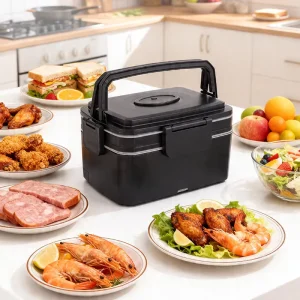 2L/3L High Capacity Double Layer Stainless Steel Portable Electric Lunch Box for Cars and Families