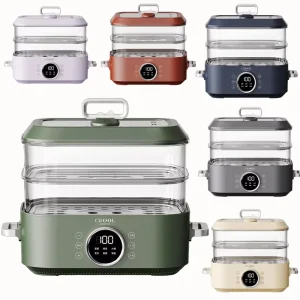 2L 5L 15L 10L Multi functions Timer Electric Food Steamer 1000w Household Glass Lid Electric Food Steamer With Auto Shut Off
