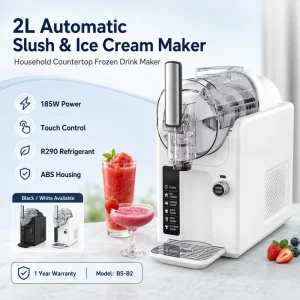 2L ABS Material Automatic Slush Machine Frozen Drink Maker Soft Serve Ice Cream Machine Countertop Electric Slushie Maker Home