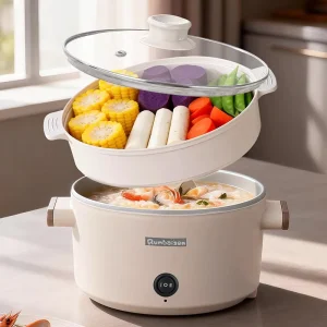 2L Household Multi Function Electric Cooker with Titanium Non Stick Inner Pot Electric Cooker for Kitchen Steaming Hot Pot