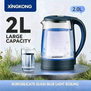 2L Large Capacity Glass Electric Kettle Temperature Control Keep Warm Foldable Design for Boiling Water Portable for Household