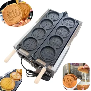 3 4 Holes Electric Gas Waffle Bread Machine Japanese Korea 10 Yen Coin Waffle Pancake Maker
