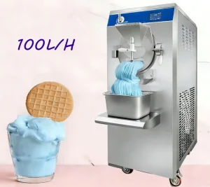 3 Flavors Ice Cream Maker Tabletop Italian Soft Ice Cream Machine with Two Compressor Precooling and Hopper Mixer