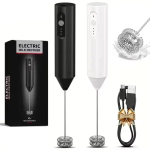 3 Gears Adjustment Motor Rechargeable Electric Foamer Maker Coffee Mixer Whisk for Lattes Type C Portable Milk Frother