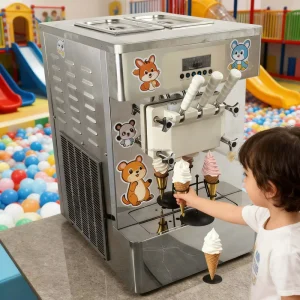 3 Nozzles 30L H Continous Soft Serve Ice Cream Machine Freshness Cones Sundae Flavorama Frozen Yogurt Maker Deposit