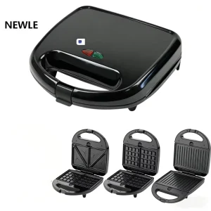 3-Piece Detachable Plates Non-Stick Smokeless Electric Contact Grill French Household Waffle Maker