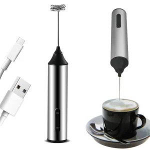 3 Speed USB Rechargeable Electric Milk Frother Stainless Steel Aluminum Body Handheld Foam Maker for Coffee Latte Cappuccino