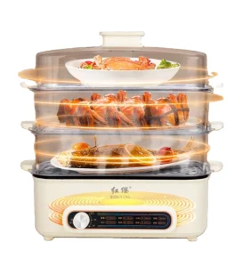 3 Tier Electric Food Steamer BPA Free 9L Stackable Vegetable Steamer Digital Timer Healthy Household Cooking