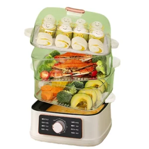 3-Tier Large Capacity Electric Steamer 1000W Multi-Functional Household Plastic Housing Multi-Use Small Appliance Mechanical