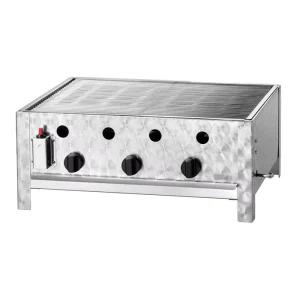 3 flame Brushed Stainless Steel Gas Griddle 10 kW Commercial Grill Piezo Ignition Thermal Protection Grill