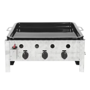 3 flame Outdoor Flower Brushed Stainless Steel Gas Barbecue Grill With Enamel Baking Griddle CE LFGB Certified