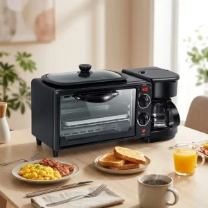 3 in 1 All in One Breakfast Station Mini Toaster Oven Coffee Maker Egg Frying Pan Multifunctional Household Breakfast Machine