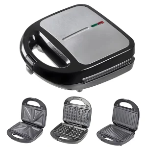 3 in 1 Automatic Dual Sided Heating Non Stick Cool Touch Exterior Electric Portable Household Sandwich Maker SW061